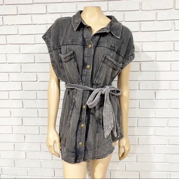 Anthropologie Women’s Gray Pilcro Belted Vest